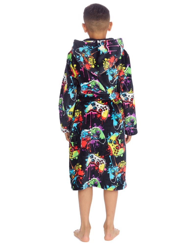Huggable Kids Hooded Fleece Gaming Dressing Gown