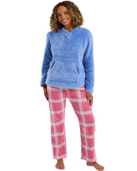 Indigo Sky Womens Fleece Top Check Wincey Pant Pyjamas