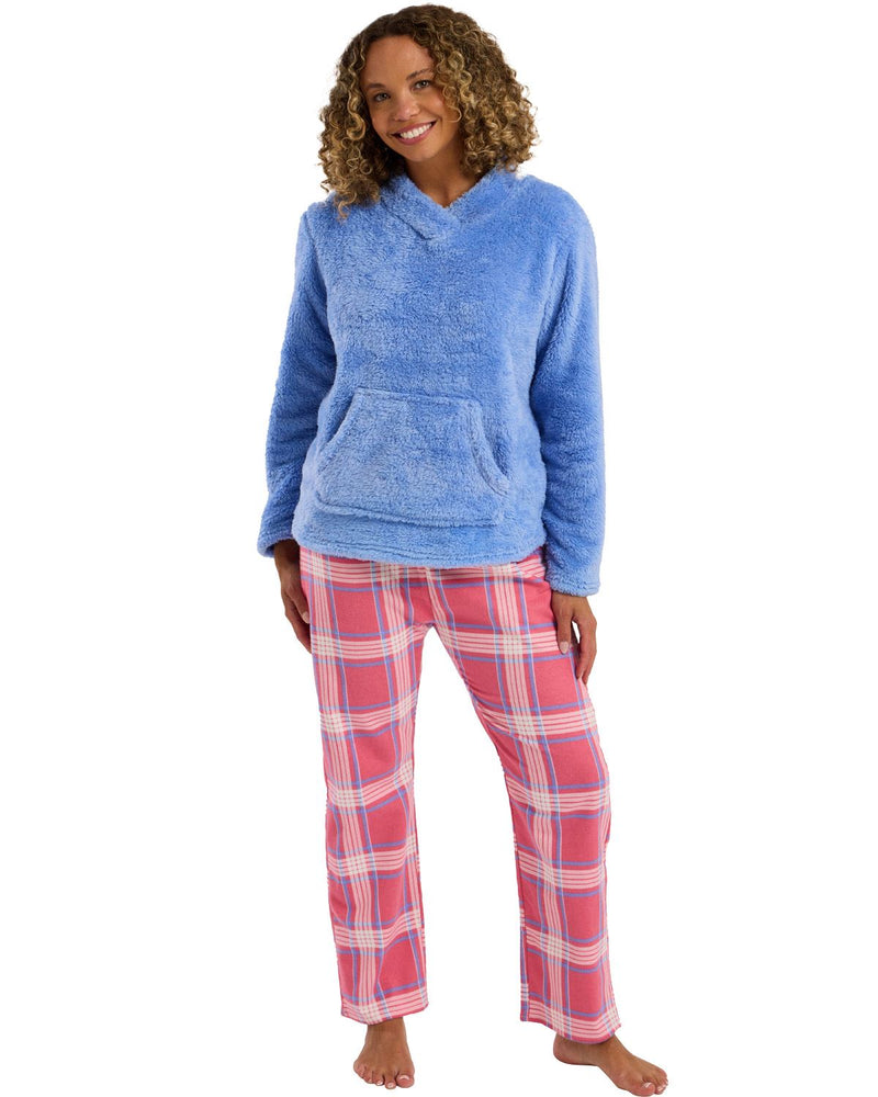 Indigo Sky Womens Fleece Top Check Wincey Pant Pyjamas