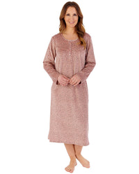 Slenderella Womens Supersoft Fleece 45" Long Sleeve Nightdress