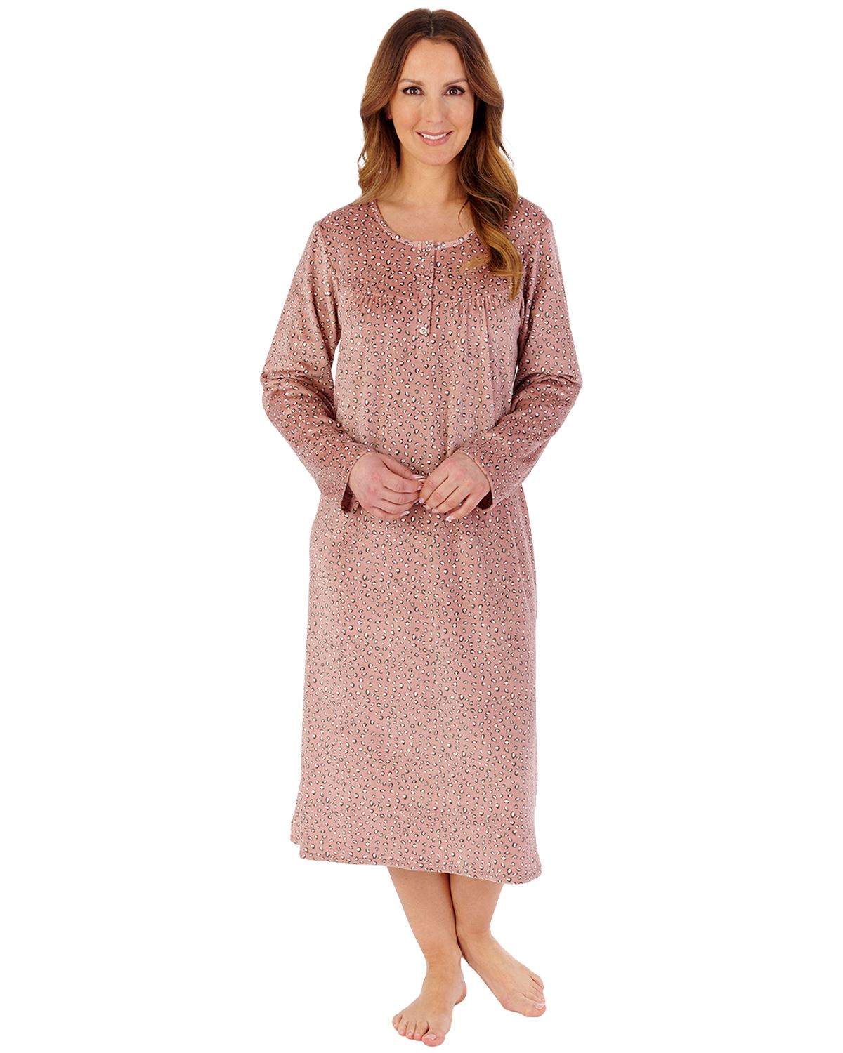 Slenderella Womens Supersoft Fleece 45" Long Sleeve Nightdress