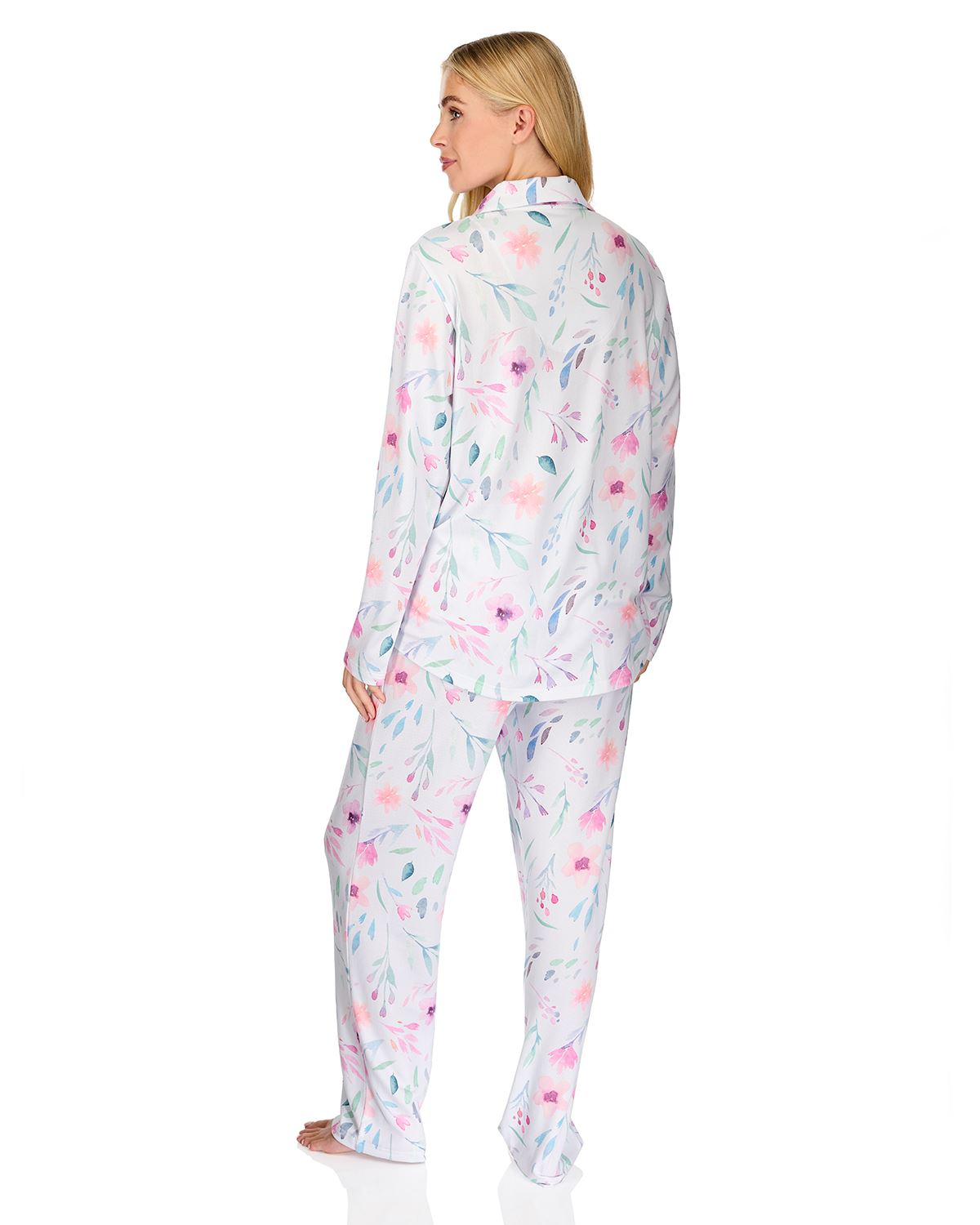La Marquise Womens 'Watercolours' Long Sleeve Button Pyjamas