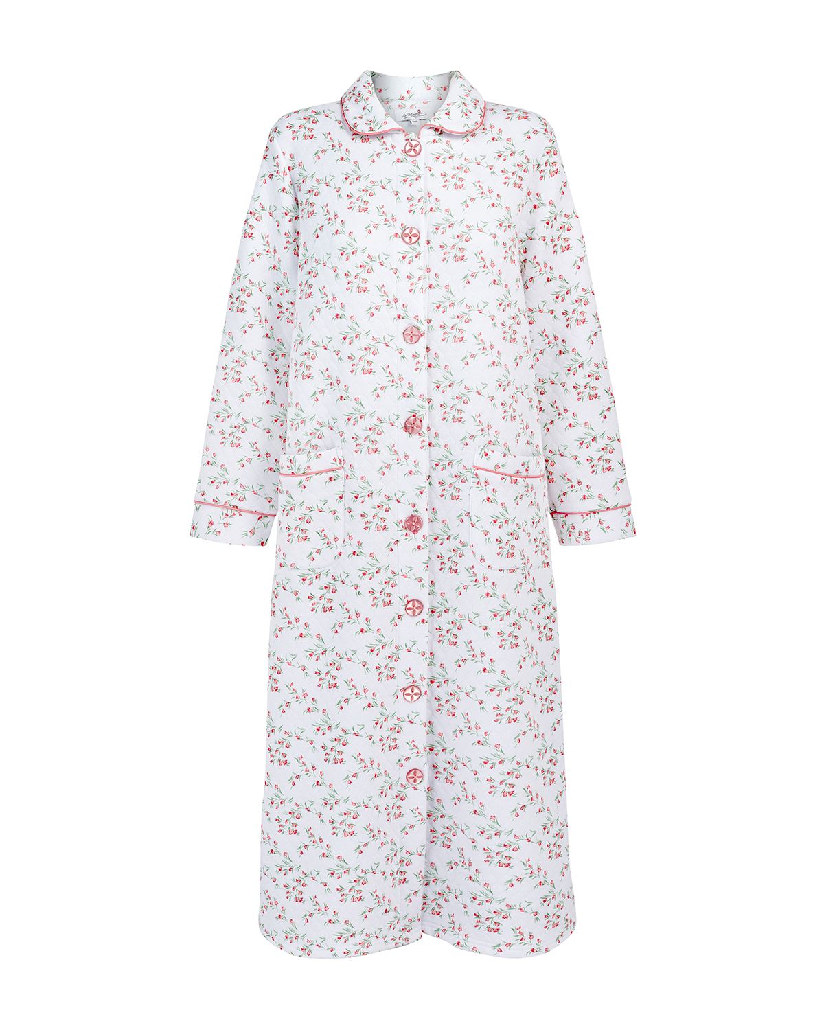 La Marquise Womens 'Moonlit Tulip' Mock Quilt Button Robe