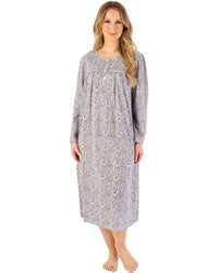 Slenderella Womens Indi Print 45" Long Sleeve Jersey Nightdress