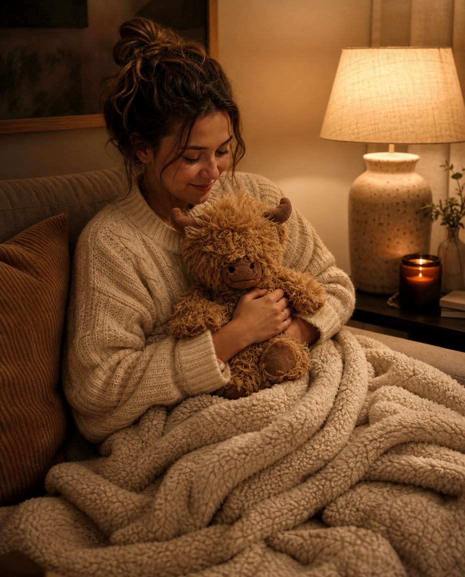 Highland Coo Cow Microwavable Plush Lavender Heat Pack