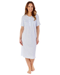 Slenderella Womens Ditsy Berry Jersey 42" Short Sleeve Nightdress