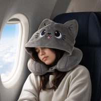 Hoodeazzz Adoramals Plush Memory Foam Travel Pillow & Hood