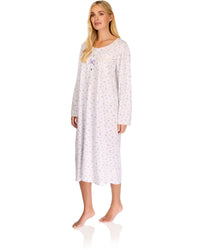 La Marquise Womens 'Vintage Blossoms' Long Sleeve Jersey Nightie