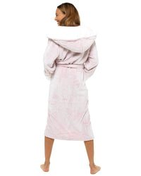 Womens Polished Fleece Sherpa Trim Dressing Gown