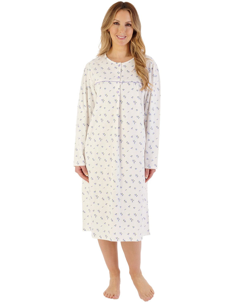 Slenderella Womens Floral Printed Flannel 43" Woven Nightdress