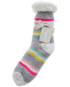 Forever Dreaming Womens Sherpa Lined Striped Fleece Lounge Socks