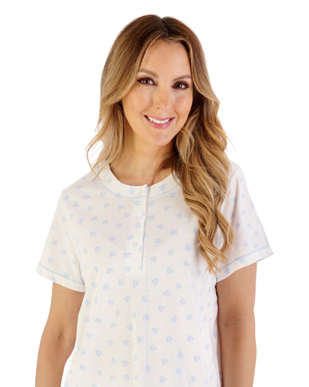 Slenderella Womens Leaf Print Jersey Pyjamas