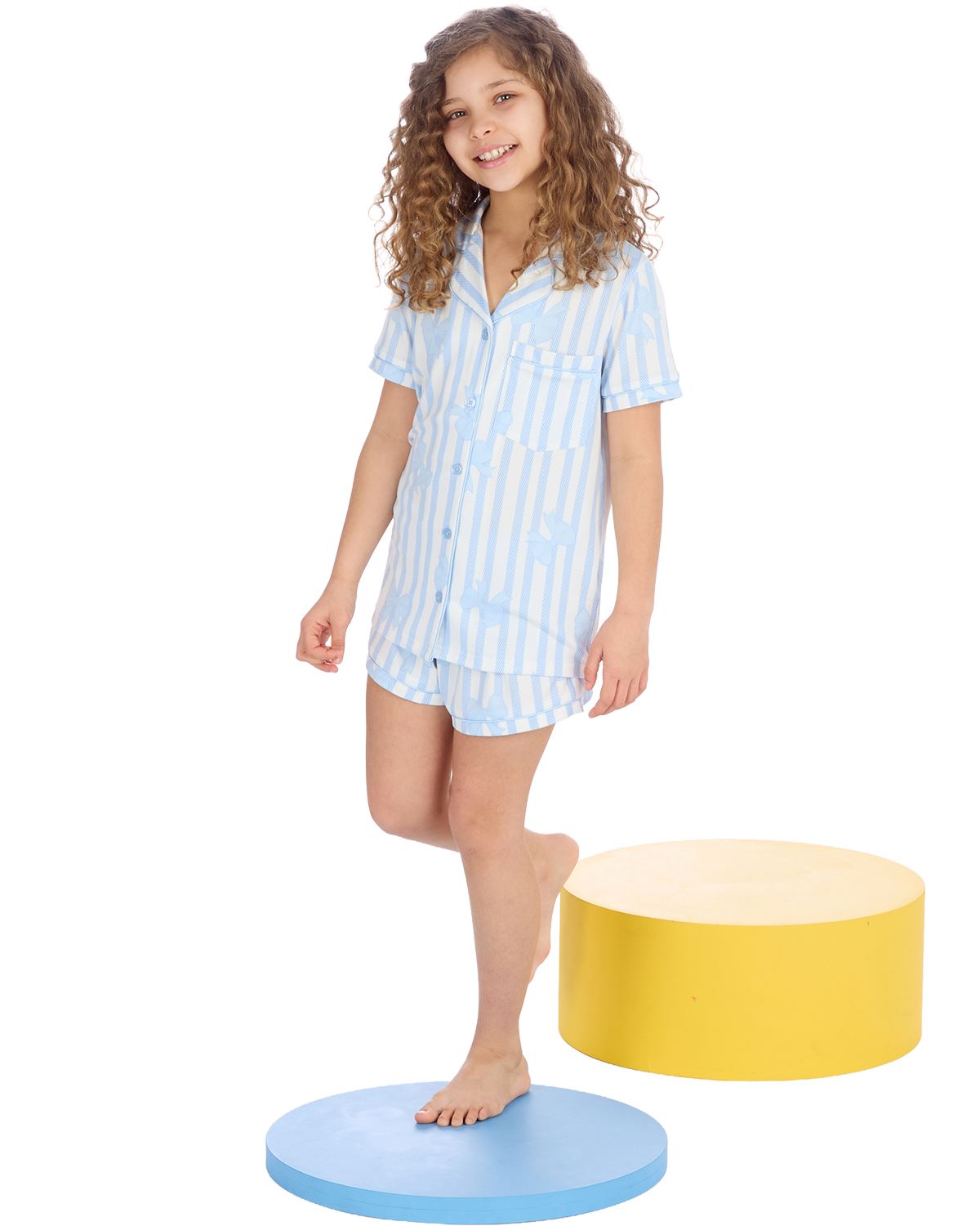 Slumber Party Girls Short Sleeve Button Down Short Pyjamas