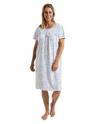 Marlon Womens Fun Floral 40" Short Sleeve Nightdress