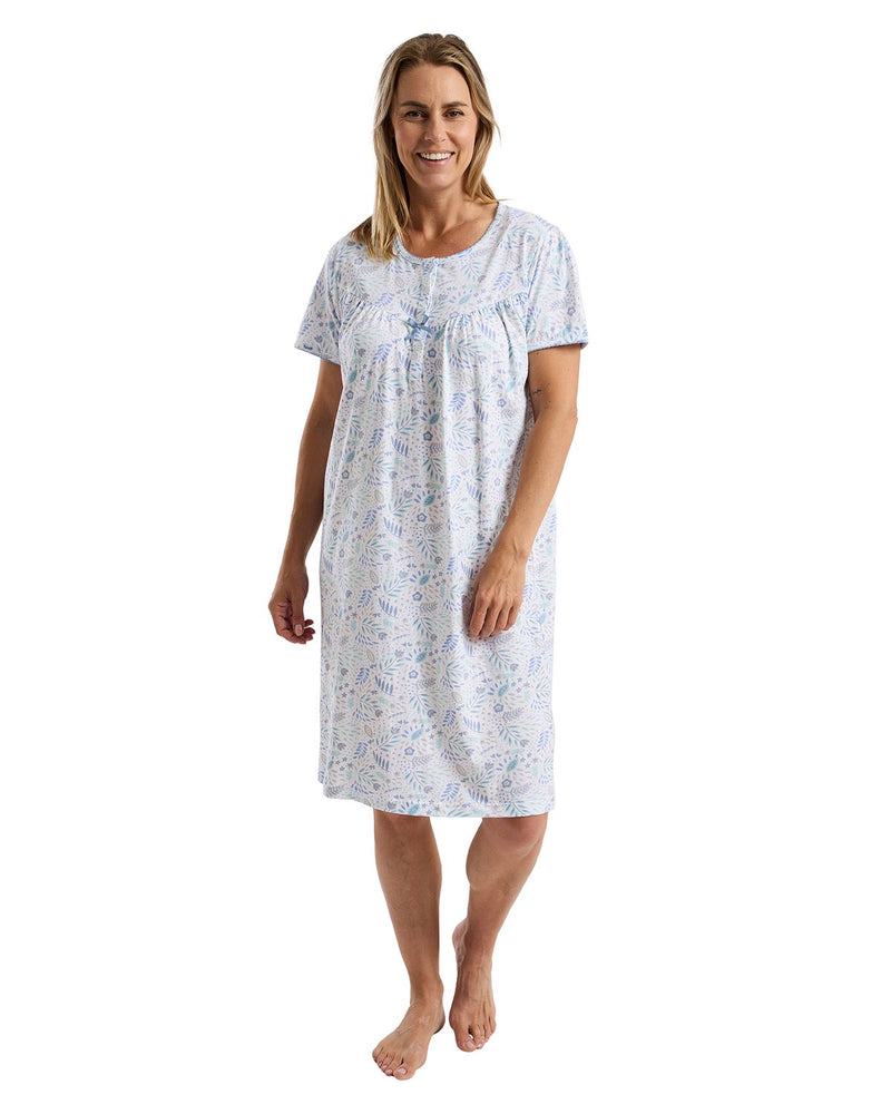 Marlon Womens Fun Floral 40" Short Sleeve Nightdress