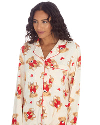 Womens & Girls Pyjamas Set Teddy Bear or Pink Heart Stripe