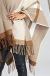 South Beach Womens Jacquard Fringe Poncho