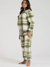 Loungeable Womens Green Check Borg Fleece Pyjamas