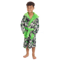 Boys Green Pixel Camo Dressing Gown