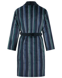 Walker Reid Mens Navy Stripe Coral Fleece Robe