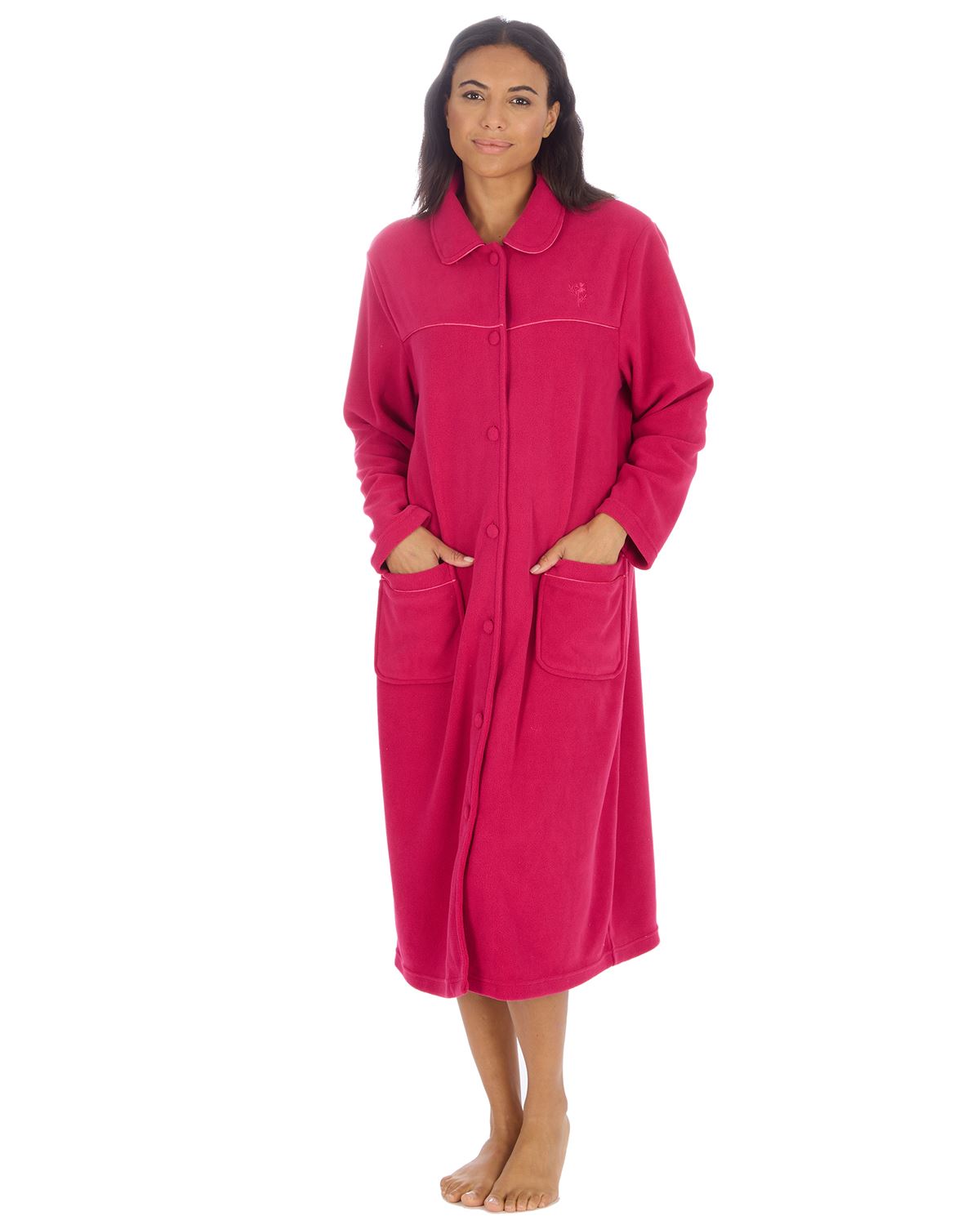 Lady Olga Womens Button Fleece Dressing Gown