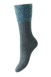 HJ Hall Womens Fluffy Top Cable Knit Socks