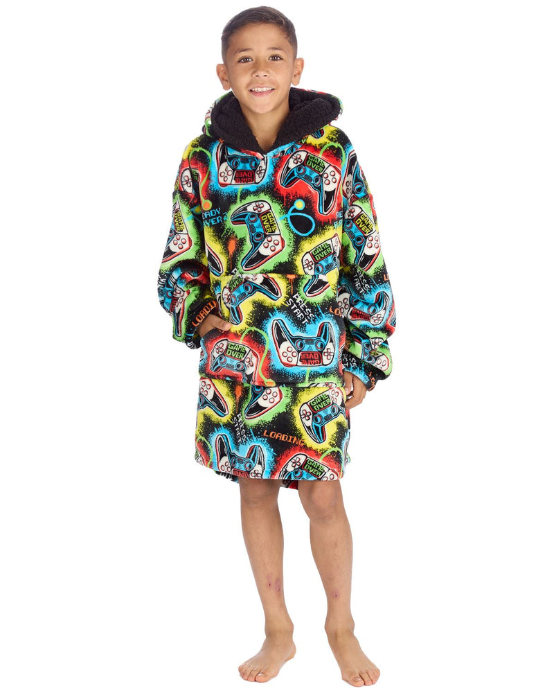 Huggable Kids Gamer Print Oversized Hoodie