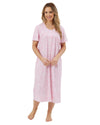 Marlon Womens Linear Floral 45" Short Sleeve Button Nightie
