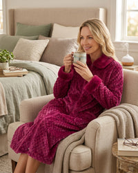 Marlon Womens Faux Fur Puff Fleece Zip Robe