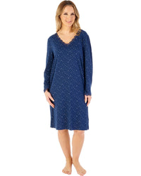 Gaspe by Slenderella Womens 40" Supersoft Long Sleeve Star Print Nightdress