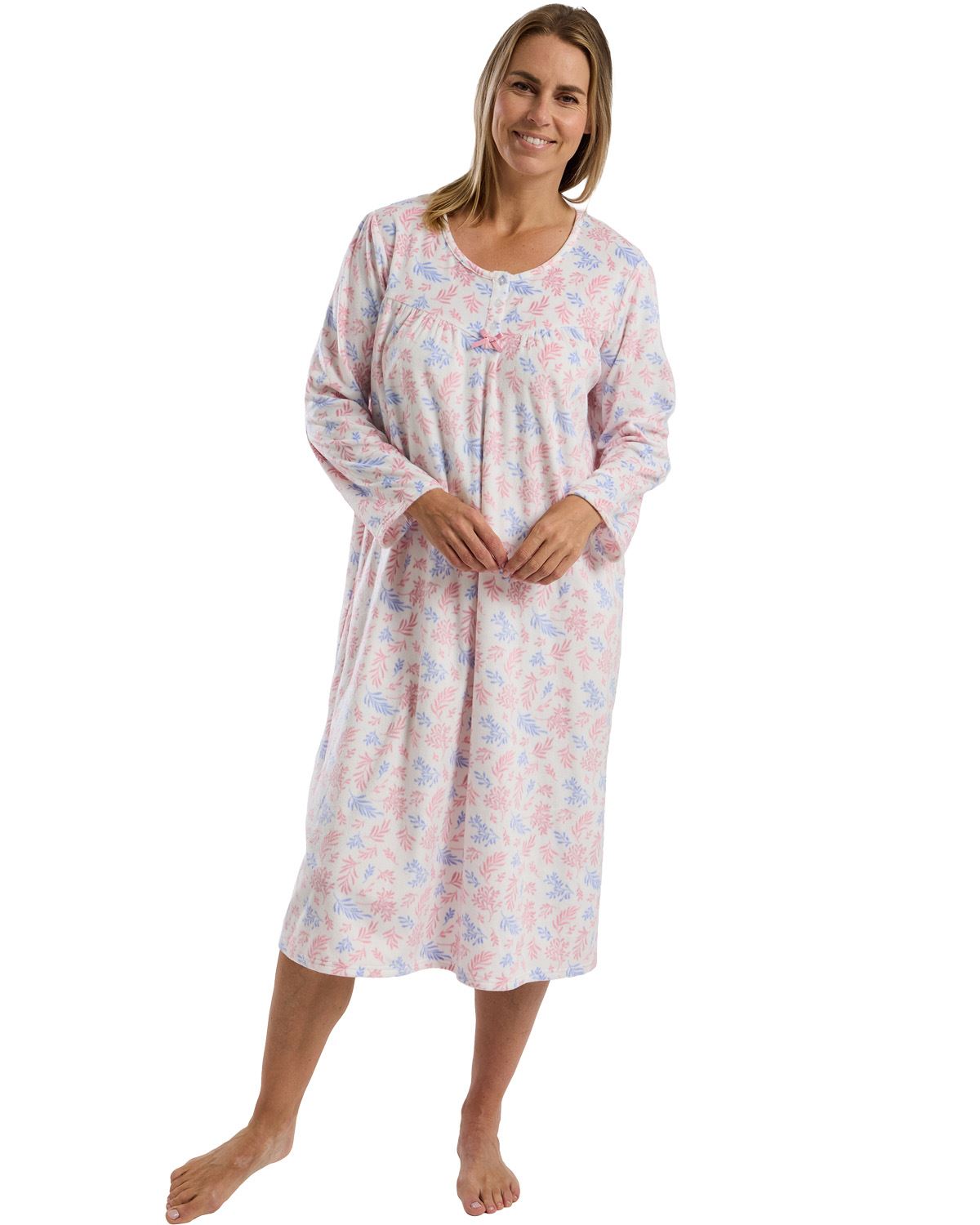 Marlon Womens Winter Leaf 40" Fleece Nightdress