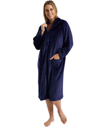 Marlon Womens Swirl Fleece Zip Housecoat