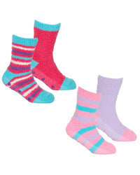 4 Pairs Girls Pink Stripe Cosy Socks