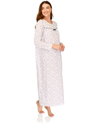 La Marquise Womens 'Velvet Rose' Long Sleeve Jersey Nightie