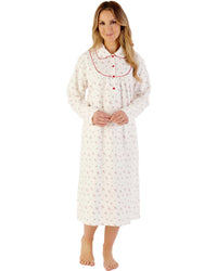Slenderella Womens Floral Printed Flannel 45" Woven Nightdress