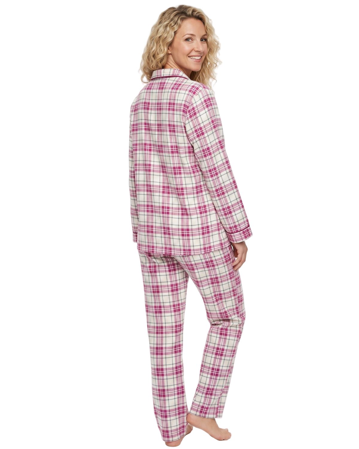 Indigo Sky Womens 100% Cotton Wincyette Button Pyjamas