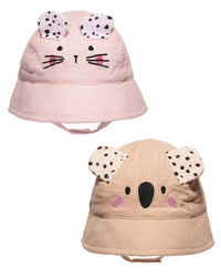 Baby Cotton Embroidered Animal Bucket Hat