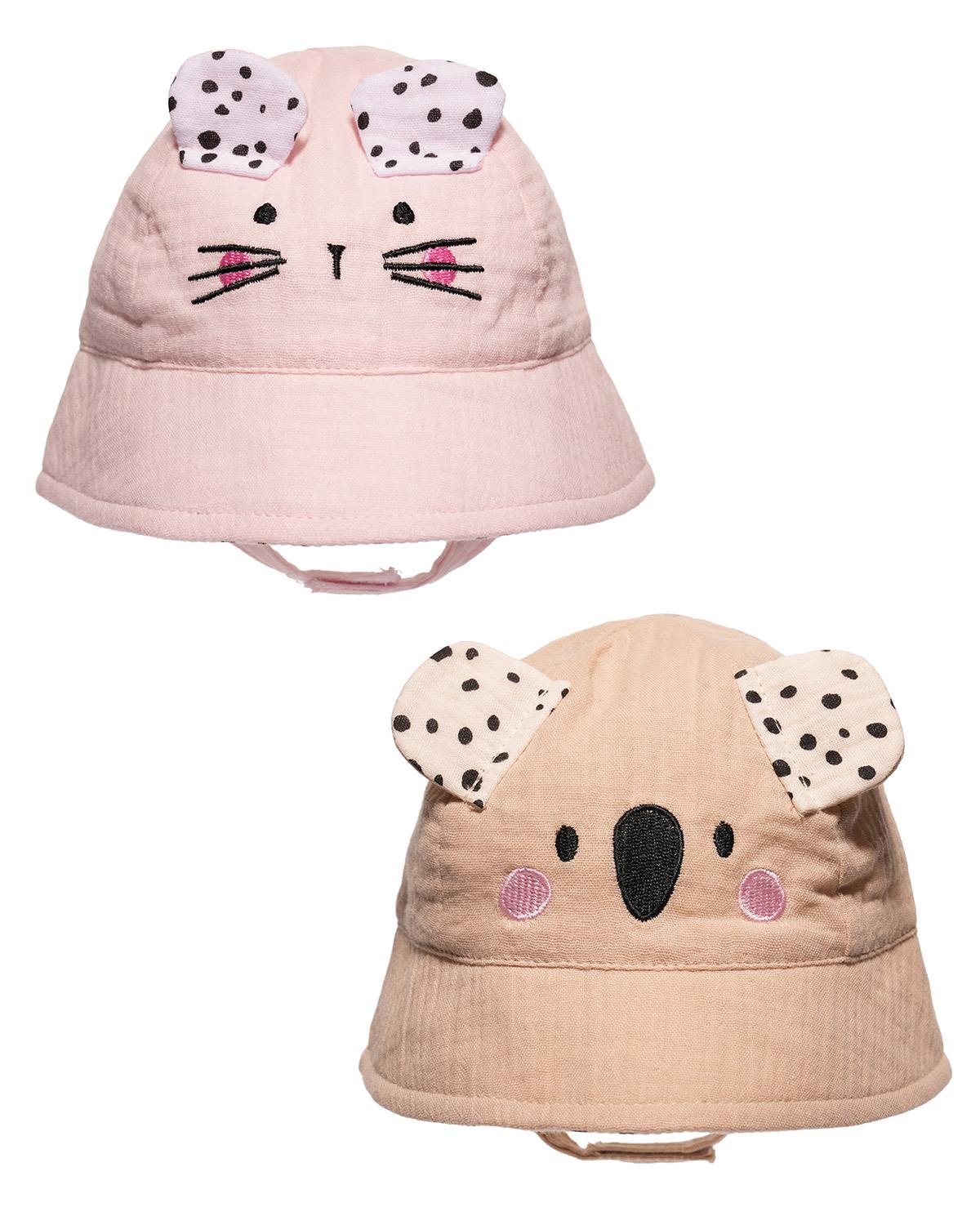 Baby Cotton Embroidered Animal Bucket Hat