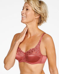 Naturana Womens Satin & Lace Underwired Bra - Sun Kissed (Orange)