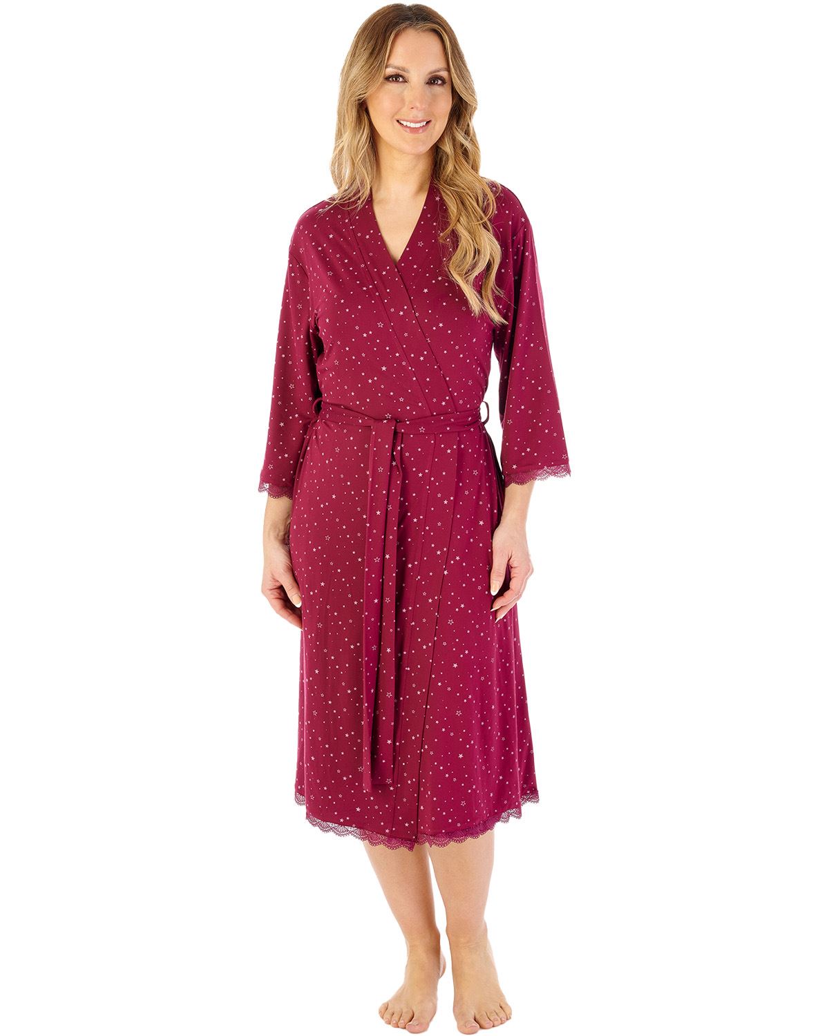 Gaspe by Slenderella Womens Supersoft Star Print 42" Kimono Wrap