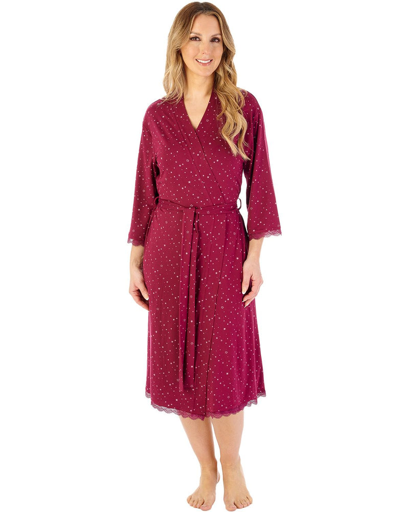 Gaspe by Slenderella Womens Supersoft Star Print 42" Kimono Wrap