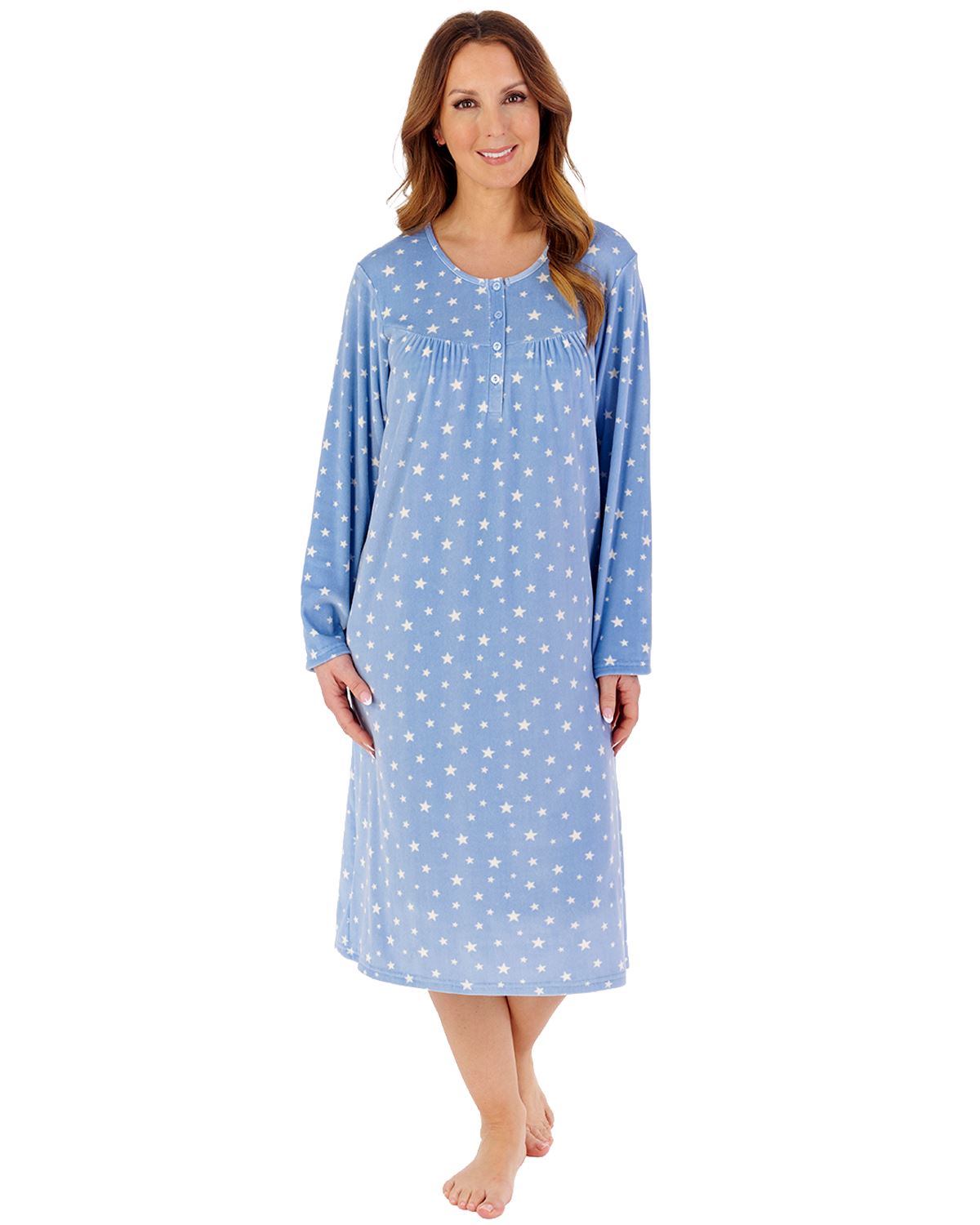 Slenderella Womens Supersoft Fleece 45" Long Sleeve Nightdress