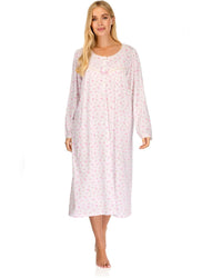 La Marquise Womens 'Vintage Blossoms' Long Sleeve Jersey Nightie