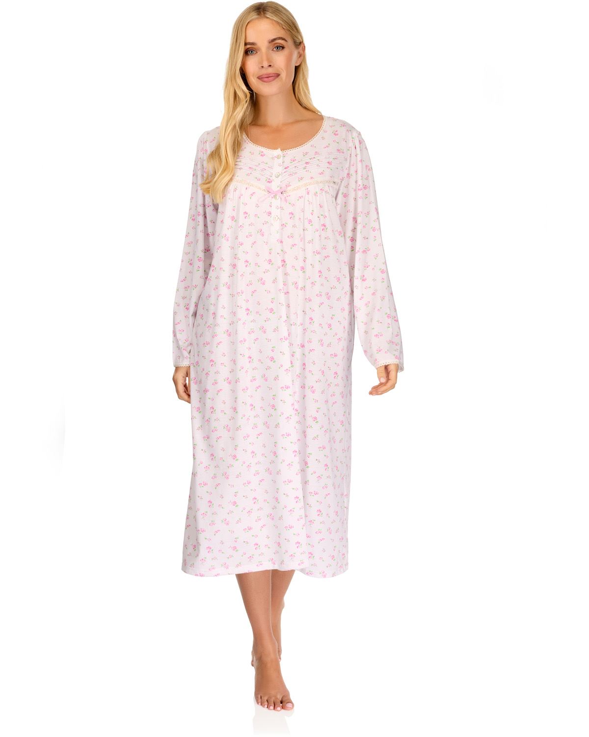 La Marquise Womens 'Vintage Blossoms' Long Sleeve Jersey Nightie