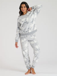 Loungeable Womens Grey Penguin Fleece Pyjamas