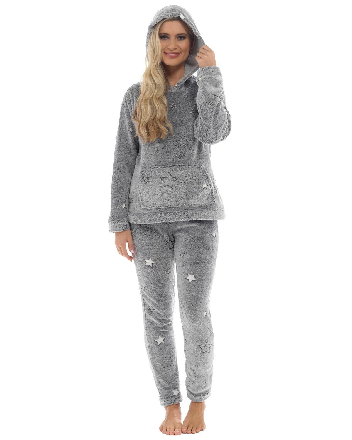 Womens Shooting Stars Hooded Fleece Pyjamas