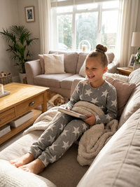 Slumber Hut Girls Jersey Grey Star Pyjamas