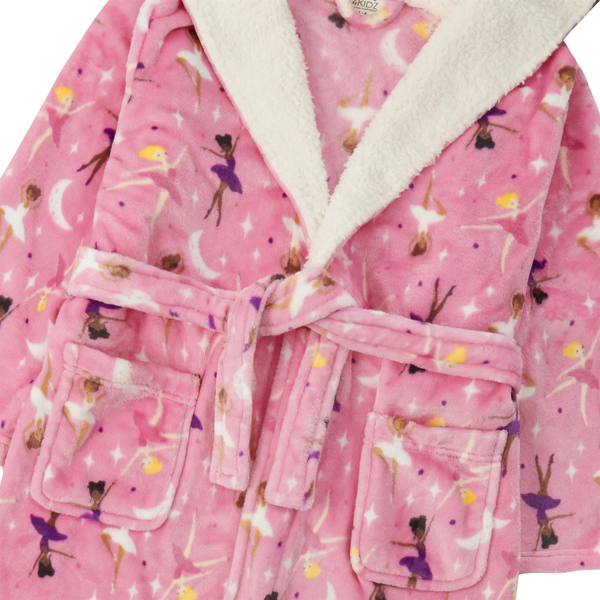 Girls Ballerina Hooded Dressing Gown
