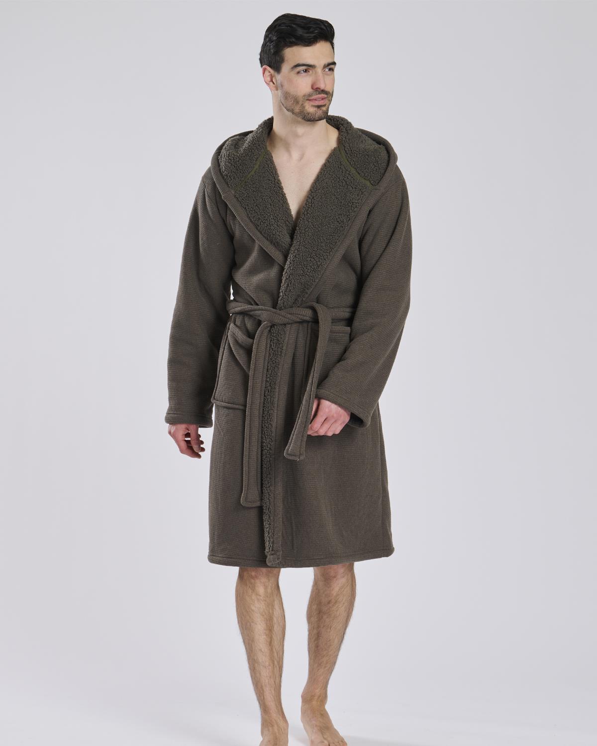 Loungeable Mens Fleece Lined Waffle Dressing Gown