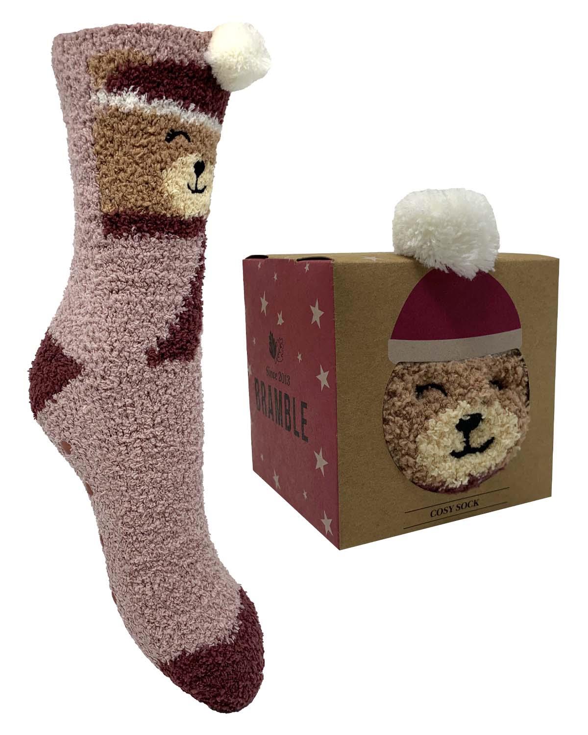 Ladies Bramble Fluffy Socks Gift Box